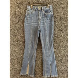 Windsor Denim Jeans‎ Womens 1 Blue High Rise Flared Slit Hem Stretch Med Wash